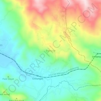 Mapa topográfico Bencoy, altitud, relieve