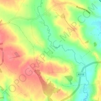 Mapa topográfico Gratwich, altitud, relieve