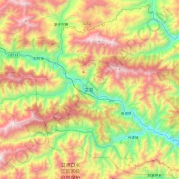 Mapa topográfico Wen, altitud, relieve