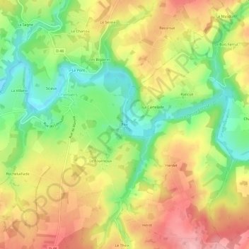 Mapa topográfico Piot, altitud, relieve