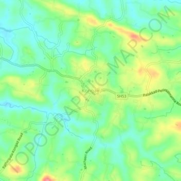 Mapa topográfico Kongad, altitud, relieve