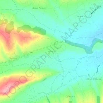 Mapa topográfico Novaci, altitud, relieve