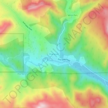 Mapa topográfico Pine Grove, altitud, relieve