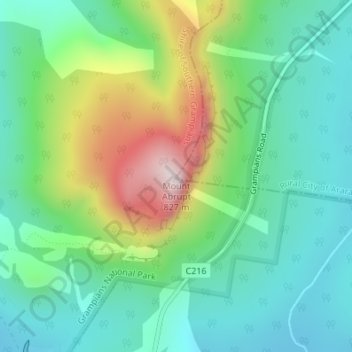Mapa topográfico Mount Abrupt, altitud, relieve