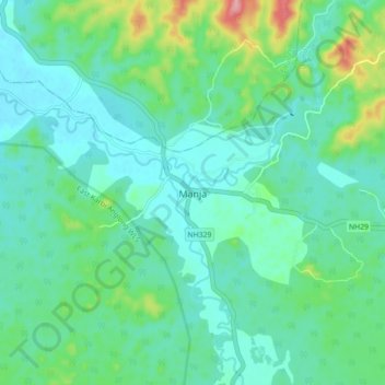 Mapa topográfico Manja, altitud, relieve