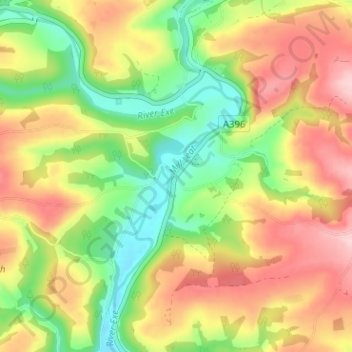 Mapa topográfico Cove, altitud, relieve
