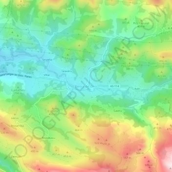 Mapa topográfico Benia de Onís, altitud, relieve
