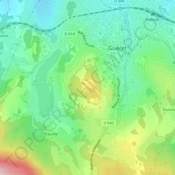 Mapa topográfico Grancher, altitud, relieve