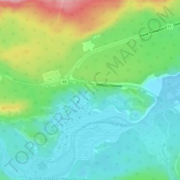Mapa topográfico Viewpoint North Saskatchwan River, altitud, relieve