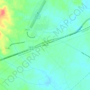 Mapa topográfico Elkwood, altitud, relieve