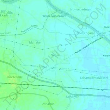 Mapa topográfico Nagar, altitud, relieve