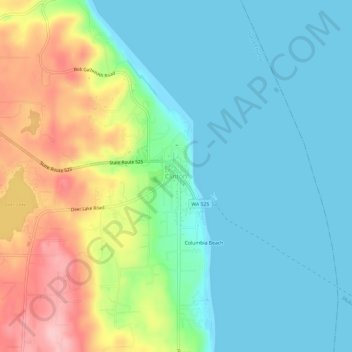 Mapa topográfico Clinton, altitud, relieve