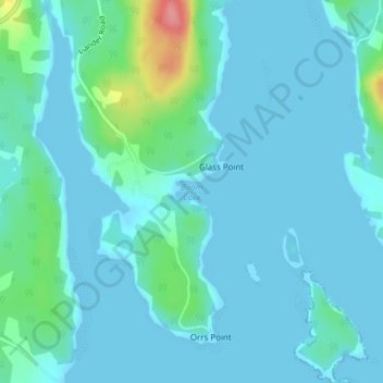 Mapa topográfico Boom Cove, altitud, relieve