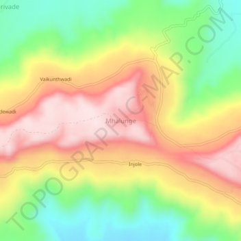 Mapa topográfico Mhalunge, altitud, relieve