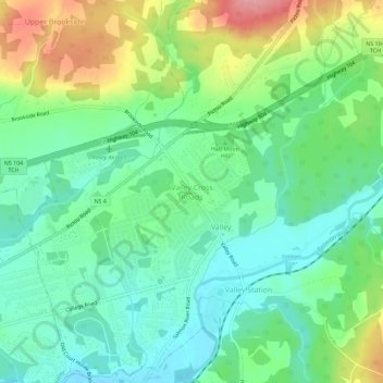 Mapa topográfico Valley Cross Roads, altitud, relieve