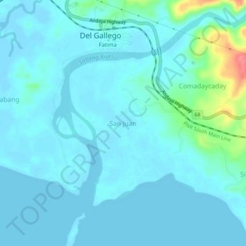 Mapa topográfico San Juan, altitud, relieve