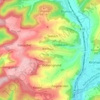 Mapa topográfico Unterbreitenloh, altitud, relieve