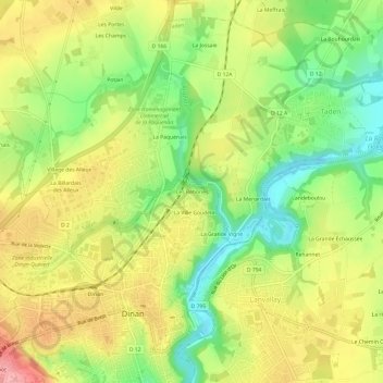 Mapa topográfico Les Réhories, altitud, relieve