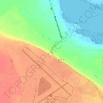 Mapa topográfico Goose Bay, altitud, relieve