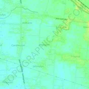 Mapa topográfico Menganti, altitud, relieve