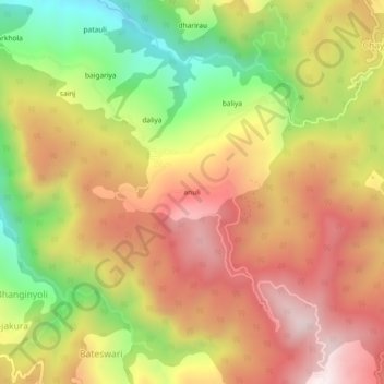 Mapa topográfico anuli, altitud, relieve