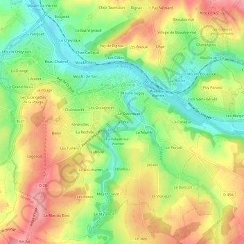 Mapa topográfico La Côte, altitud, relieve