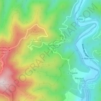 Mapa topográfico La Salle, altitud, relieve