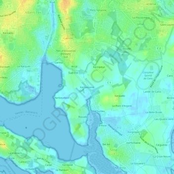 Mapa topográfico Kerfontaine, altitud, relieve