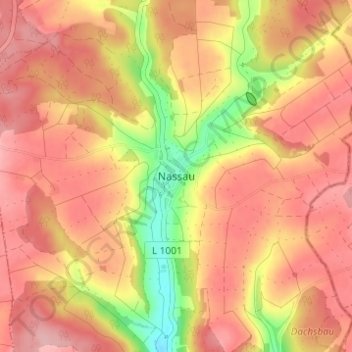 Mapa topográfico Nassau, altitud, relieve