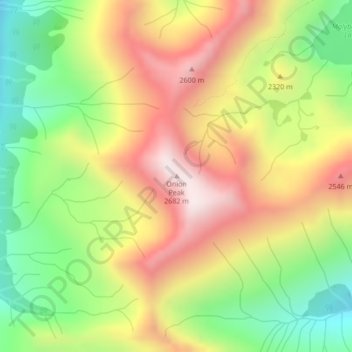 Mapa topográfico Onion Peak, altitud, relieve