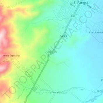 Mapa topográfico Chiches, altitud, relieve