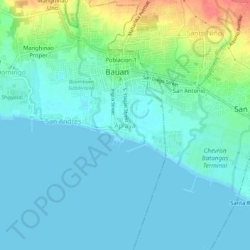 Mapa topográfico Aplaya, altitud, relieve