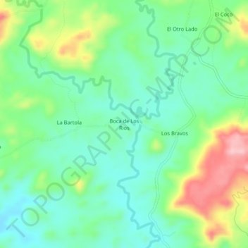 Mapa topográfico Boca de Los Rios, altitud, relieve