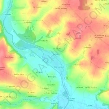Mapa topográfico La Tertraie, altitud, relieve
