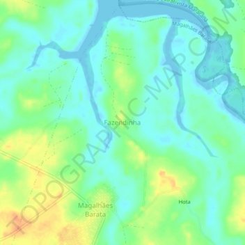 Mapa topográfico Fazendinha, altitud, relieve