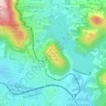 Mapa topográfico Morro do Cechella, altitud, relieve