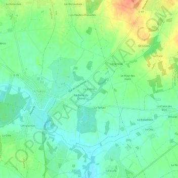 Mapa topográfico Le Chêne, altitud, relieve