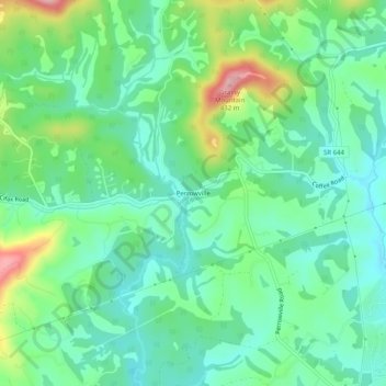Mapa topográfico Perrowville, altitud, relieve