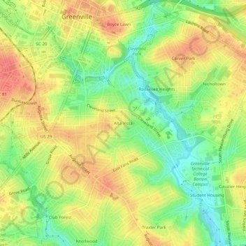 Mapa topográfico Alta Vista, altitud, relieve