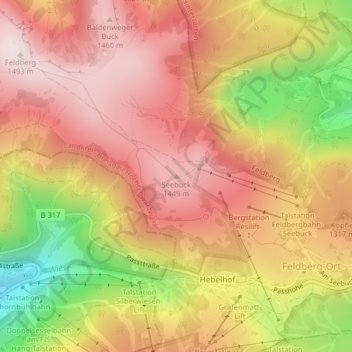 Mapa topográfico Seebuck, altitud, relieve