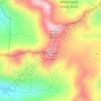 Mapa topográfico Whitehead Peak, altitud, relieve