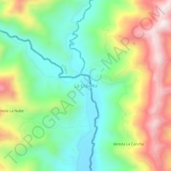 Mapa topográfico La Esparta, altitud, relieve