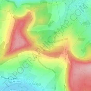 Mapa topográfico Houssière, altitud, relieve