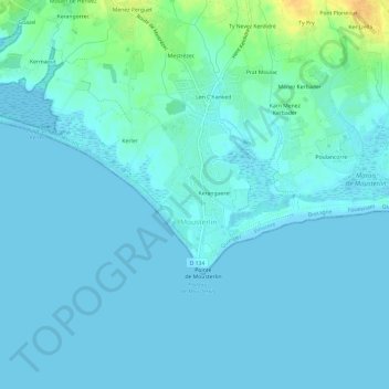 Mapa topográfico Tregonnour, altitud, relieve