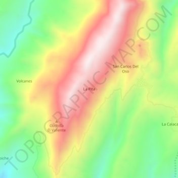 Mapa topográfico La Pita, altitud, relieve