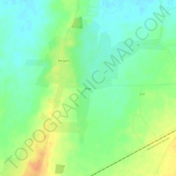 Mapa topográfico Xoja, altitud, relieve
