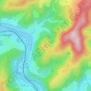 Mapa topográfico Kahle, altitud, relieve