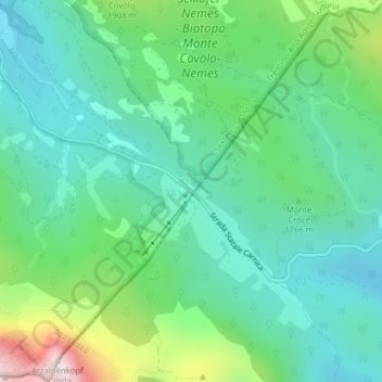 Mapa topográfico Kreuzbergpass, altitud, relieve