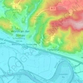 Mapa topográfico Wichenbach, altitud, relieve