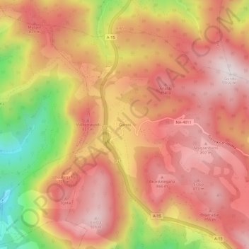 Mapa topográfico Gorriti, altitud, relieve